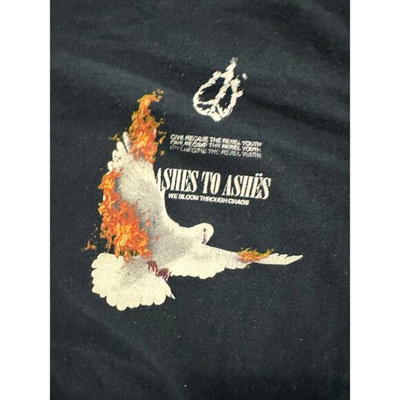 Civil Regime Graphic T-Shirt Dove Ashes to Ashes Short Sleeve Black - Picture 3 of 7